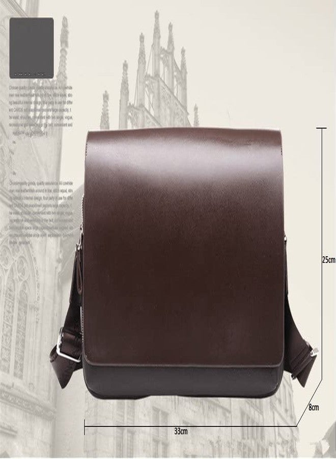 BROGBUS PU Leather Soft Handle Business Cross Body Bag for Men and Women Dark Brown - Image 5